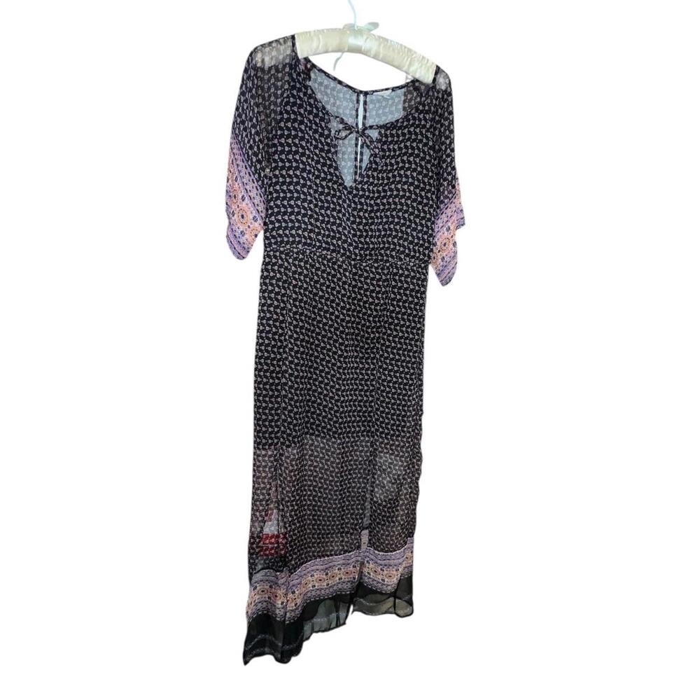 Ecote Urban Outfitters Purple Black Boho Sheer Maxi Dress M